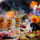 Altarszene vom traditionellen mexikanischen Dia de los Muertos in der Nahaufnahme